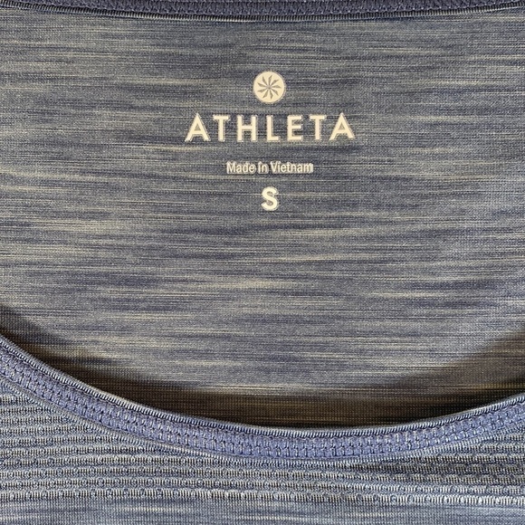 ATHLETA Long Sleeve Navy Scoop Neck Athletic‎ Top Chevron Panel Size S - Picture 7 of 11